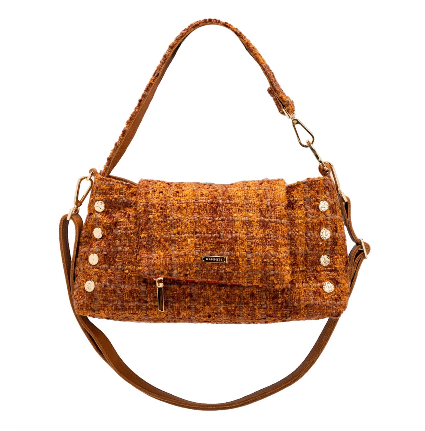 Hammitt VIP Satchel - Woven Maple Wood/Gold Heirloom-Red Zip