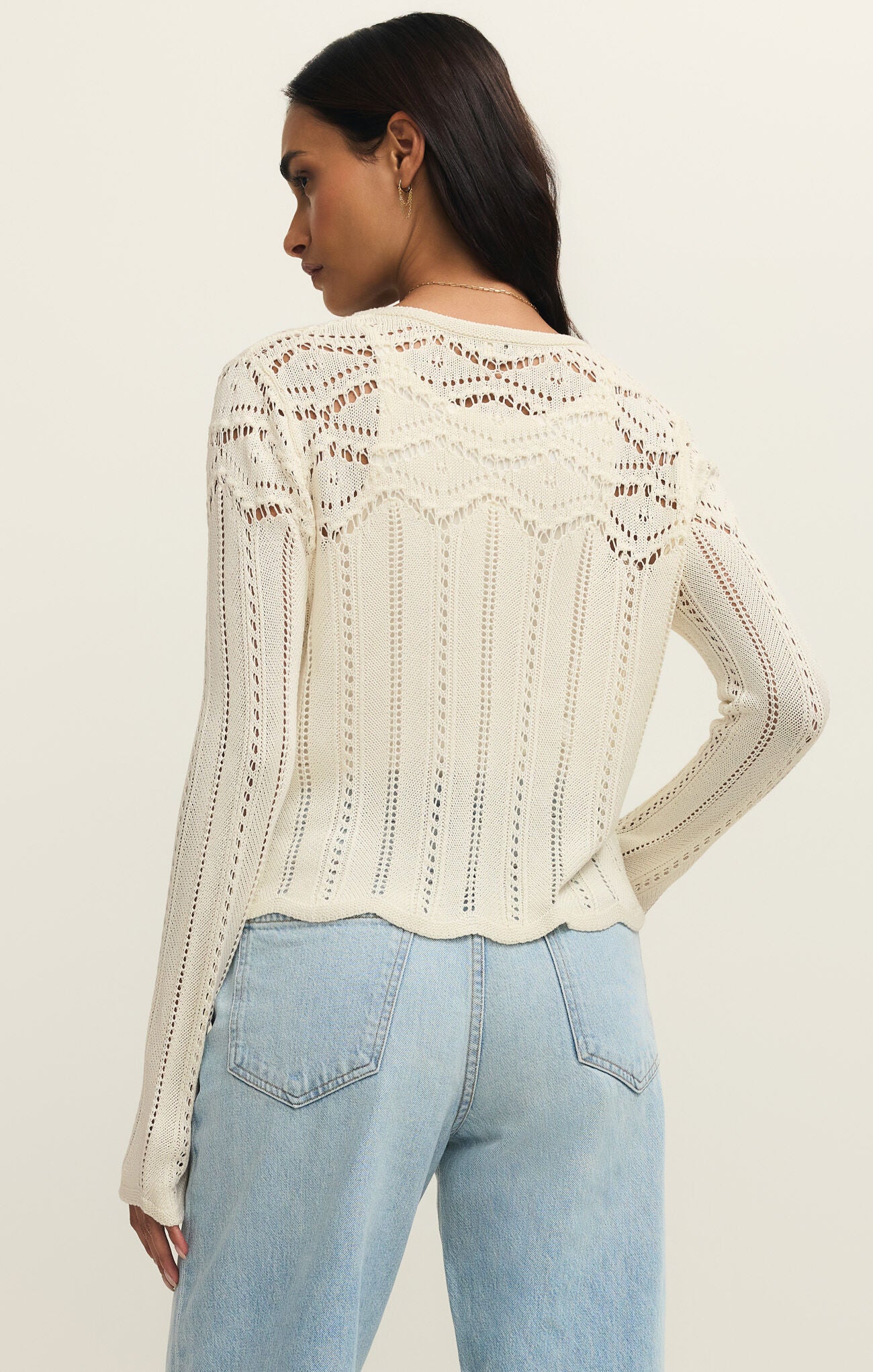 Alycia Crochet Sweater - Cloud