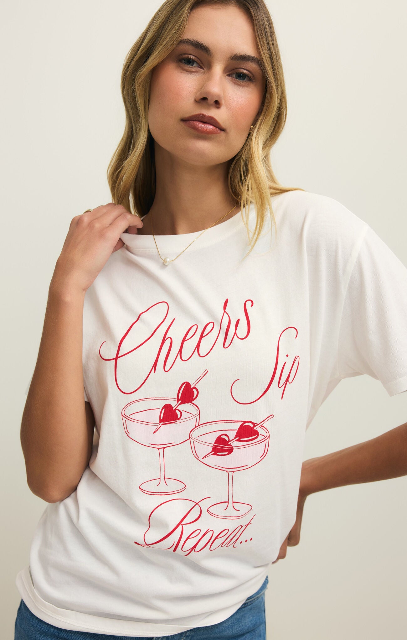 Cheers Boyfriend Tee - Sea Salt
