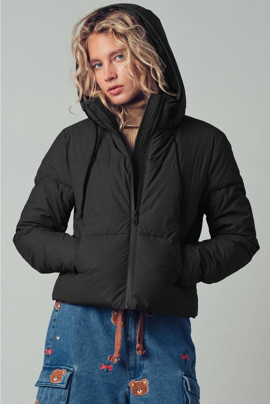 Cozy Drawstring Hooded Puffer Jacket