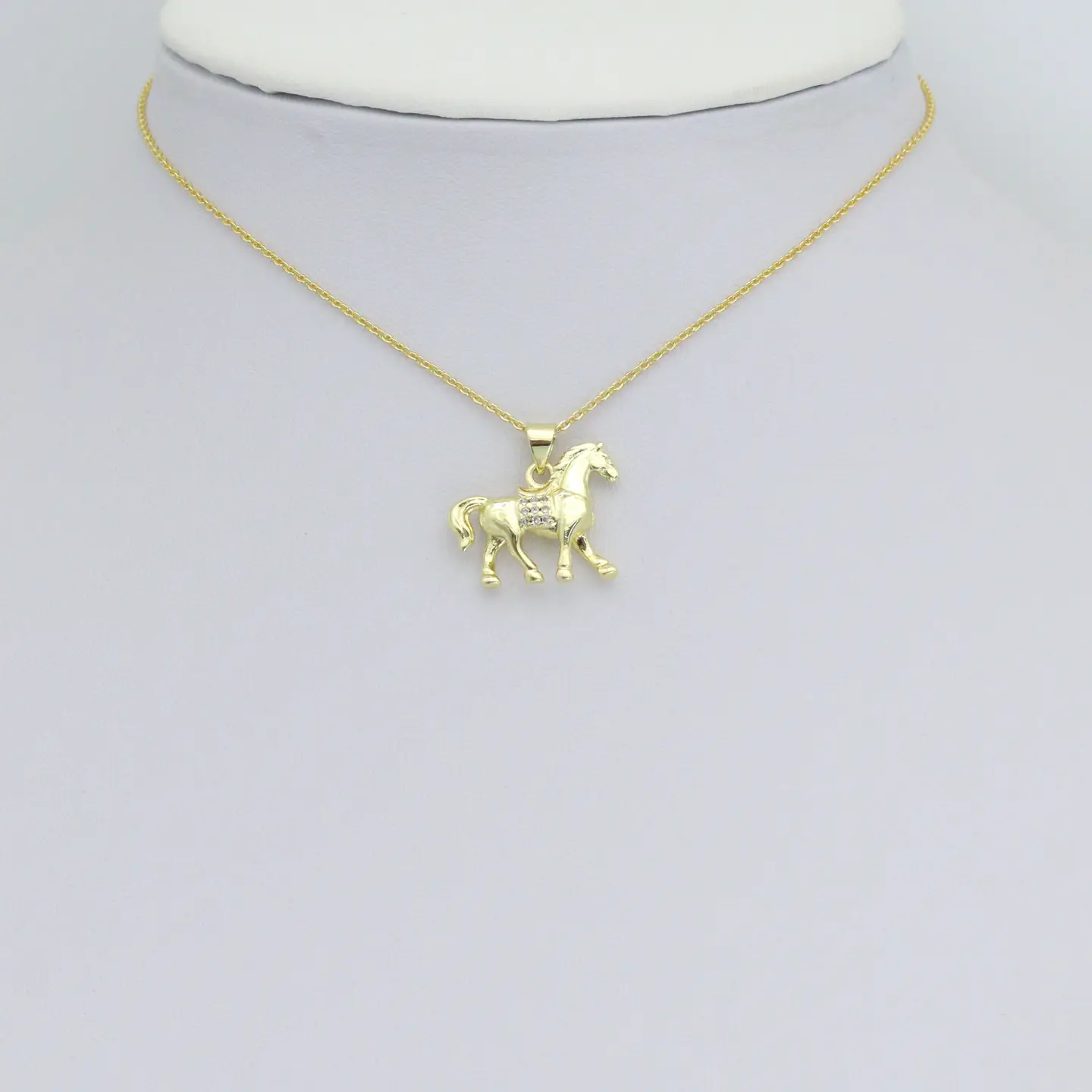 Cz Gold Horse Charm Pendant