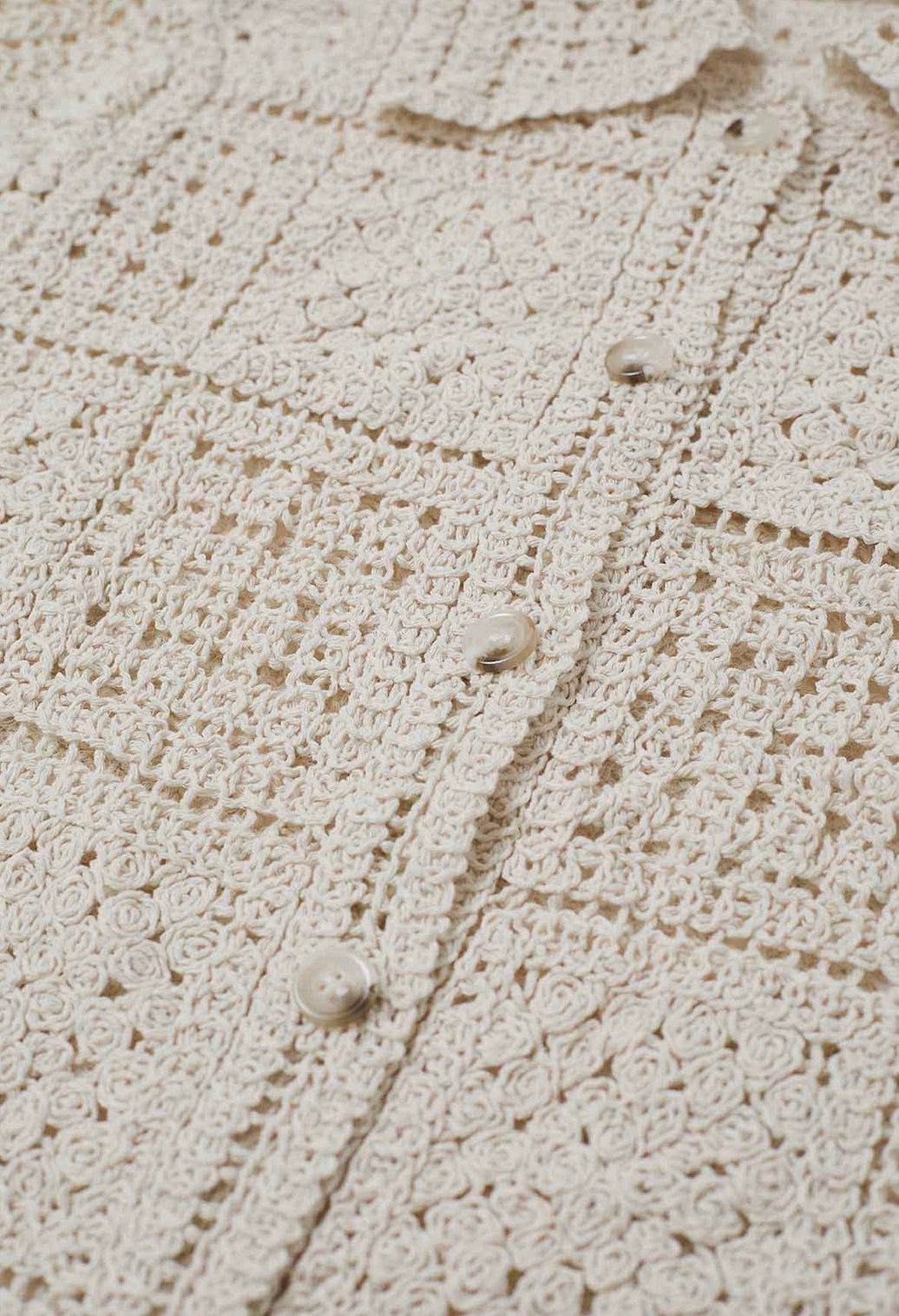 Crotchet Button Down Top - Ivory