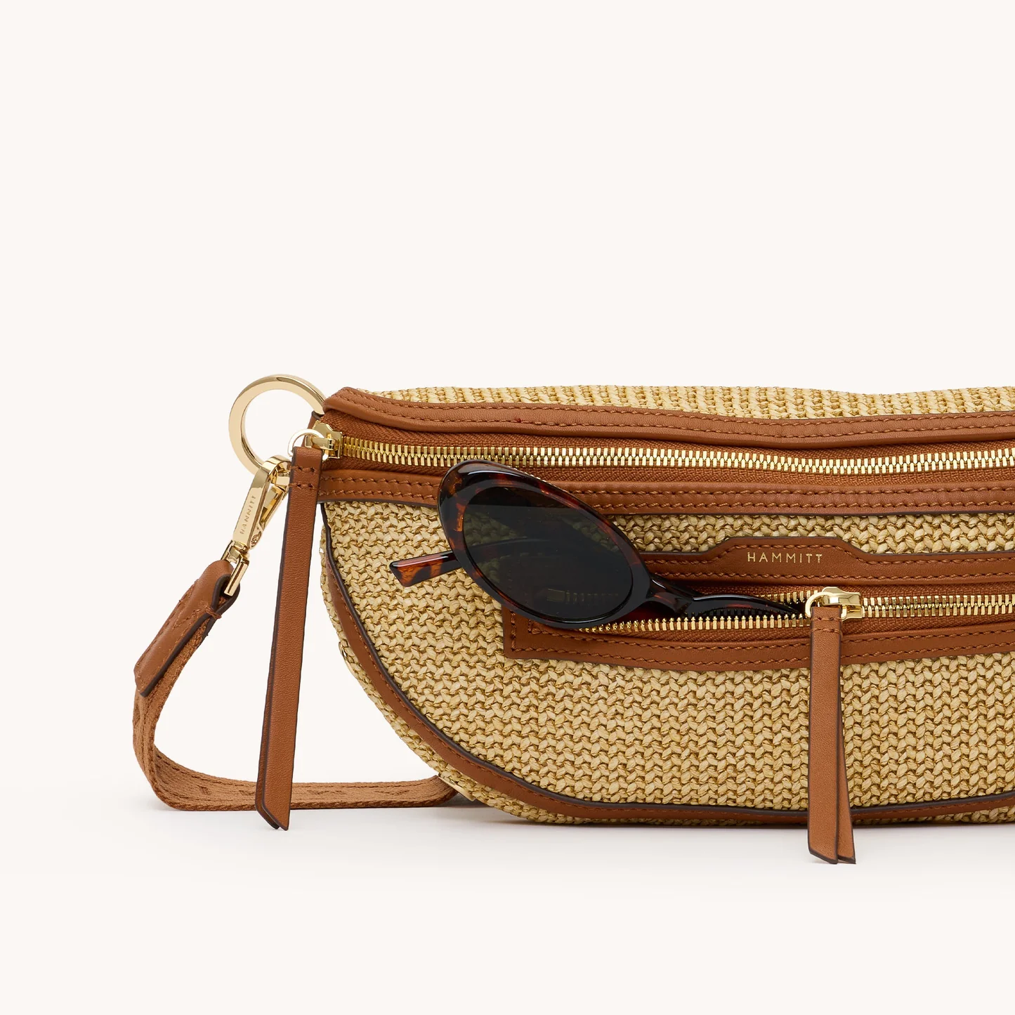 Hammitt Charles Crossbody Med - Cocoa Raffia/Gold