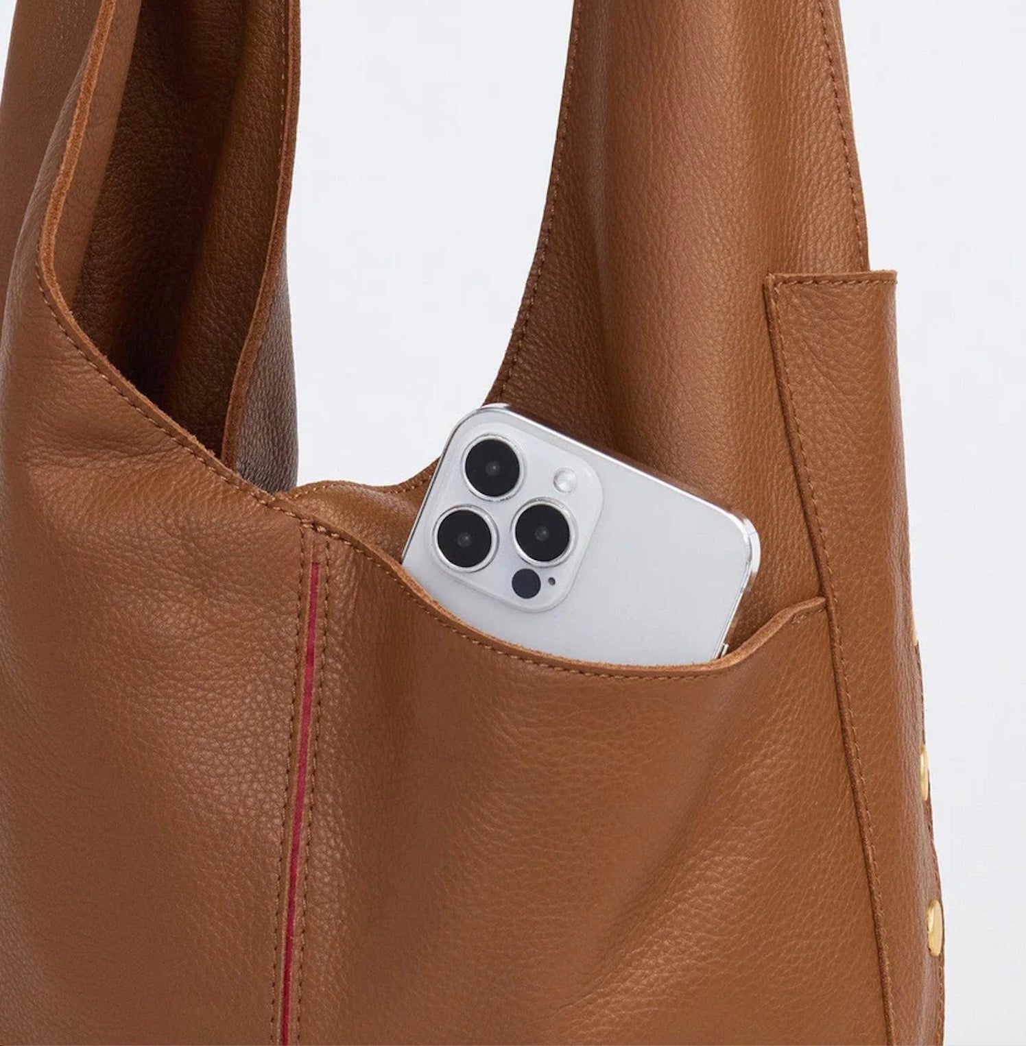 Hammitt Tom Zip -Mahogany Pebble/Brushed Gold Red Zip