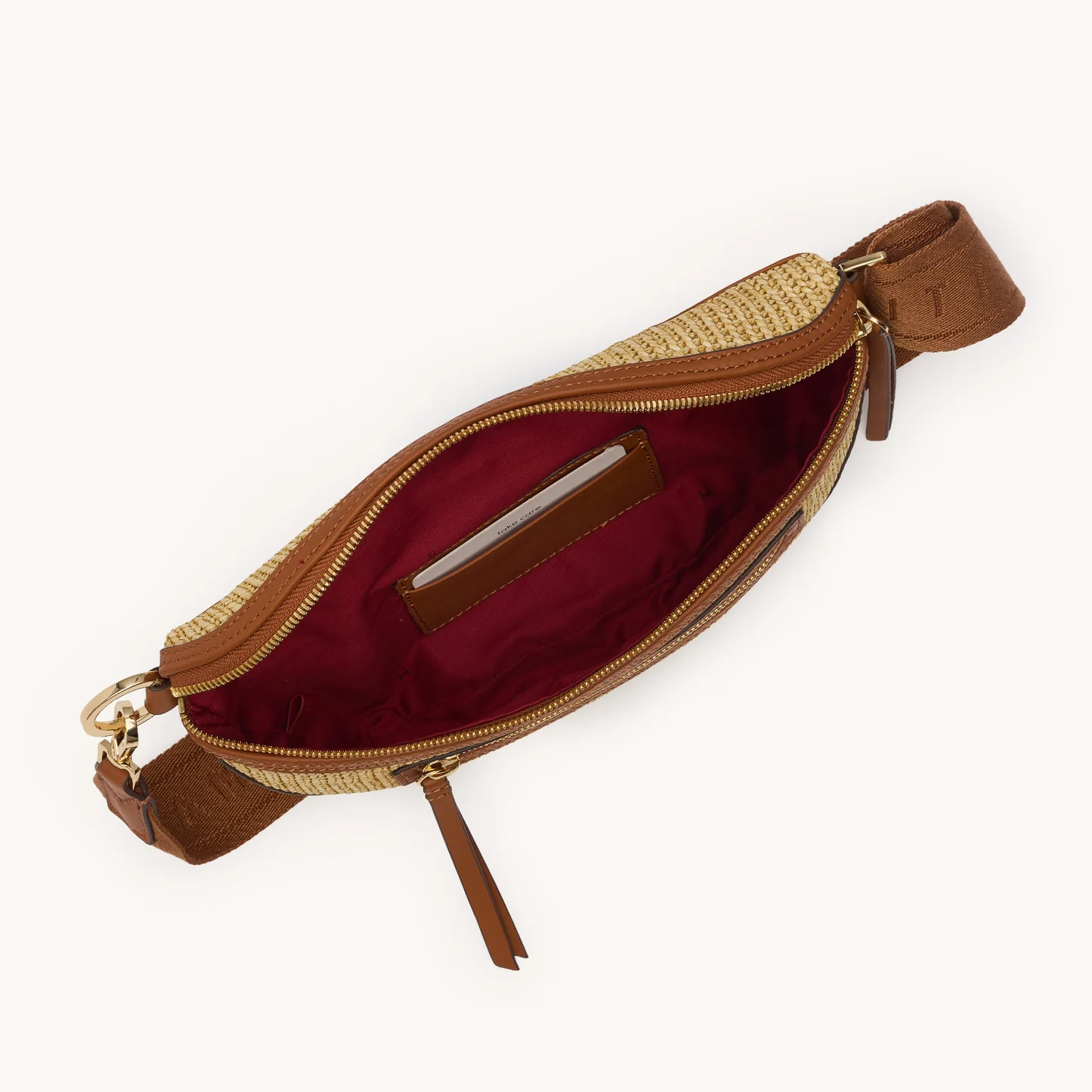 Hammitt Charles Crossbody Med - Cocoa Raffia/Gold
