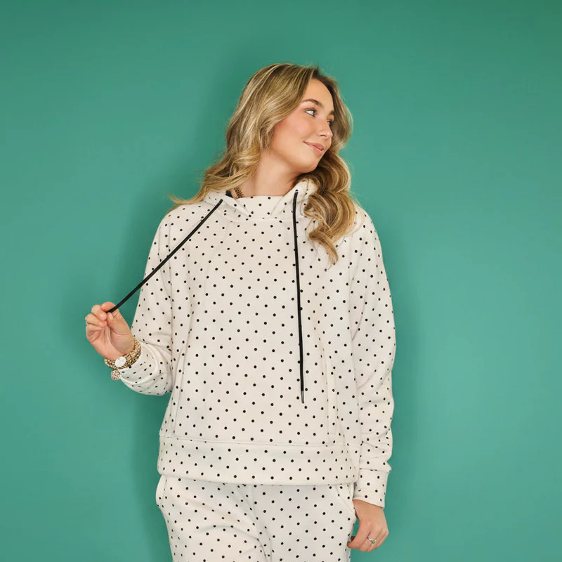 Ivory Black Mini Dot Hoodie