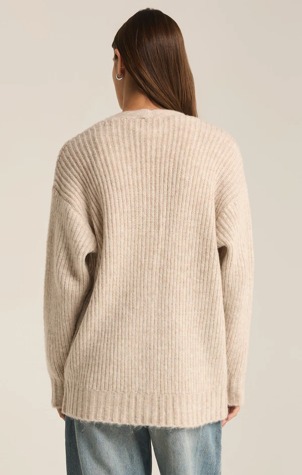 Josie Cozy Cardigan - Light Oatmeal Heather