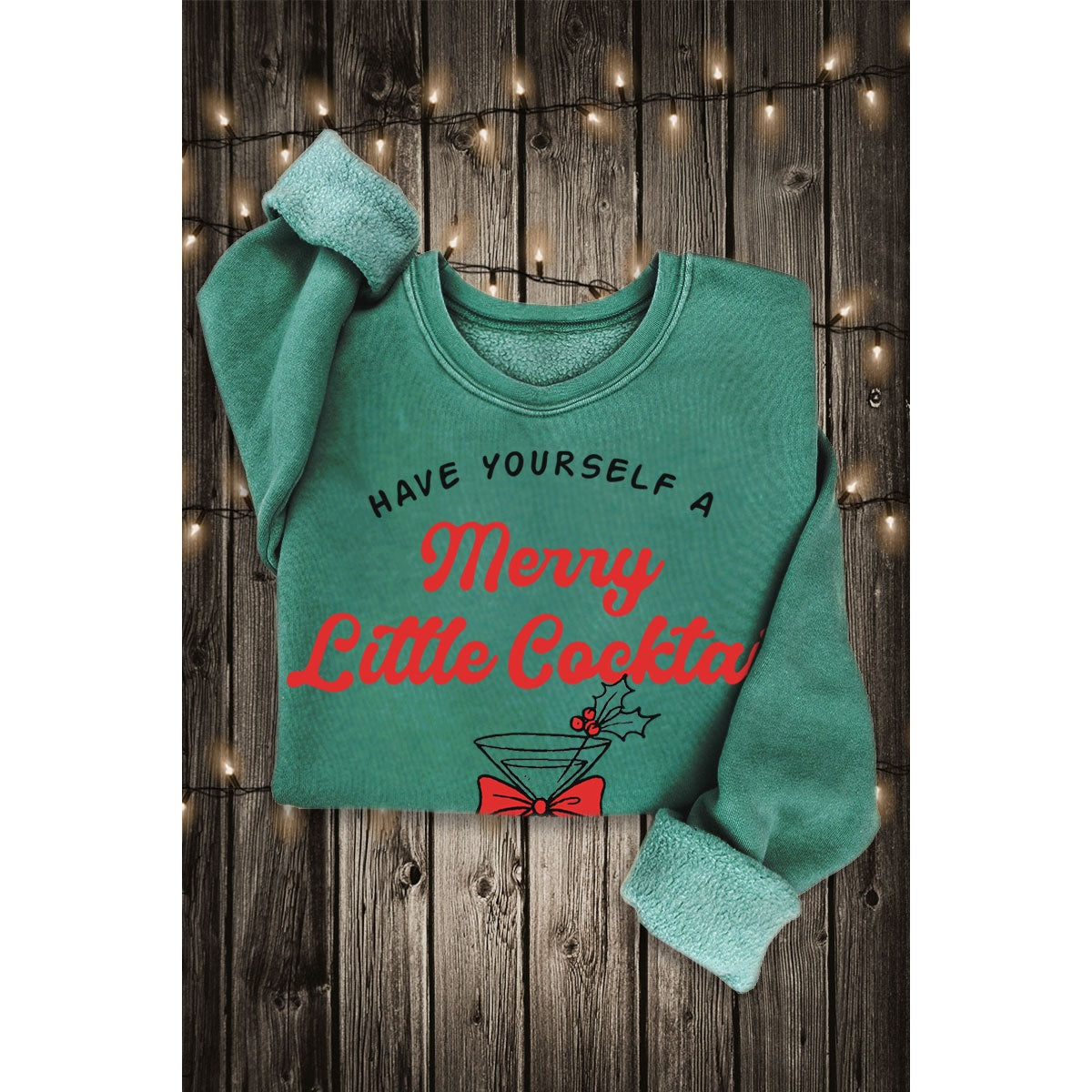 Merry Little Cocktail Mineral Graphic Sweatshirts - Mineral Dusty Green