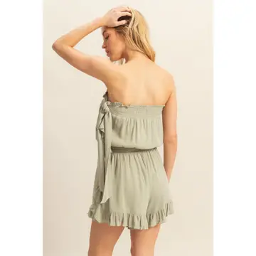 Tube Top Strapless Ruffle Detail Romper