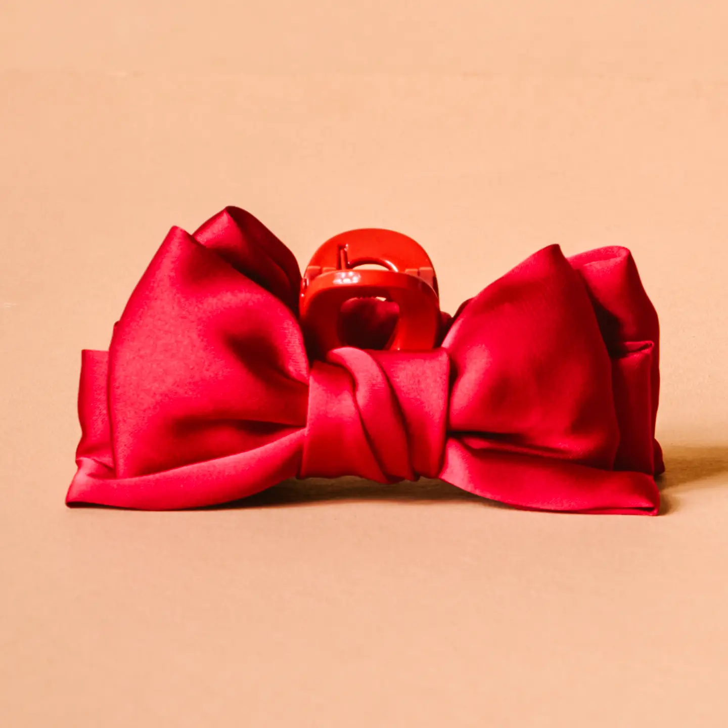 Mini Satin Bow Claw Clip - Red