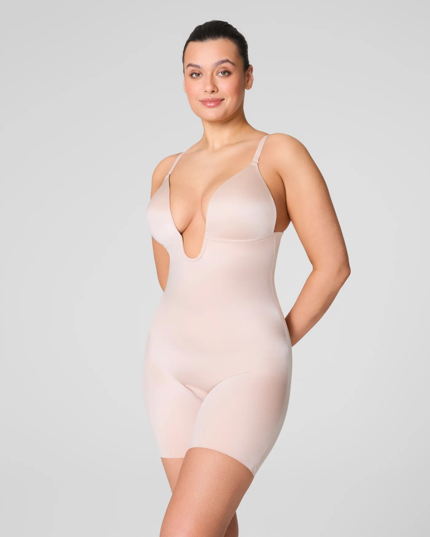 Suit Your Fancy Plunge Low-Back Mid-Thigh Bodysuit