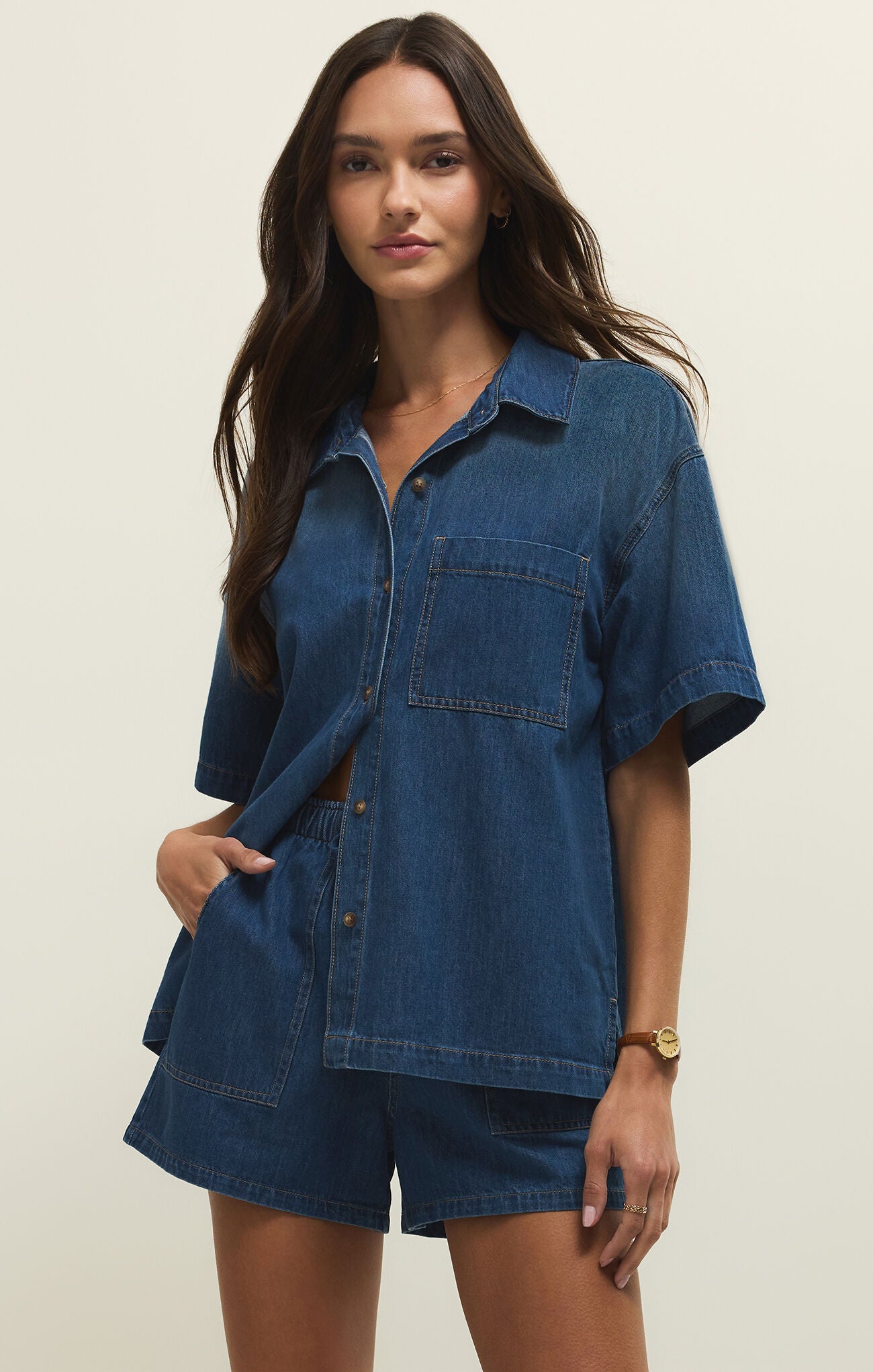 Everyday Denim Button Up - Deep Water