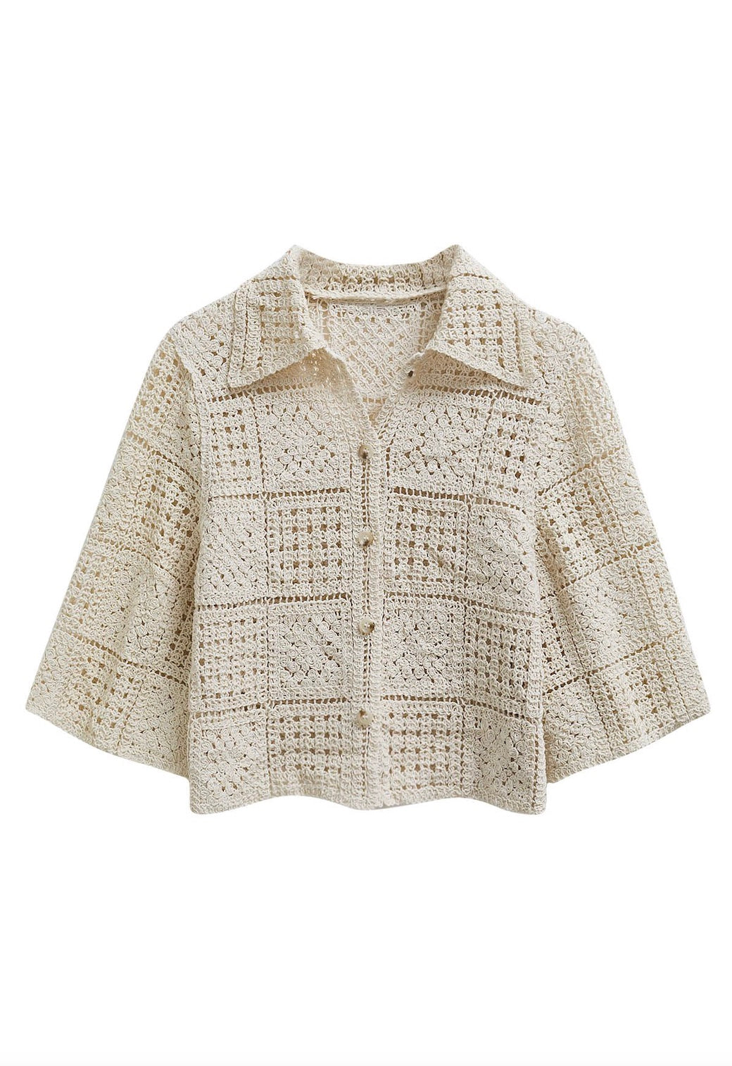 Crotchet Button Down Top - Ivory
