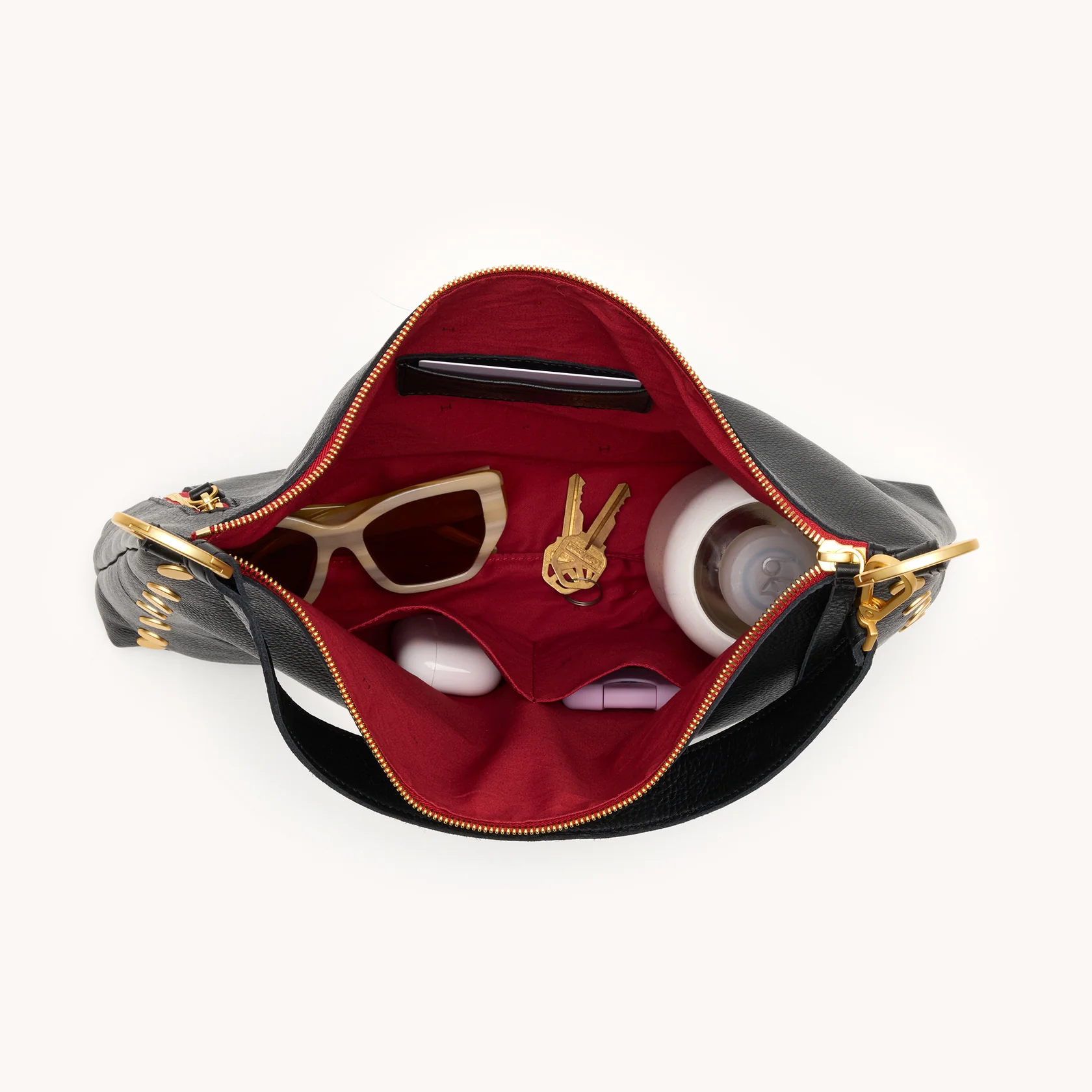 Hammitt Kyle Lrg - Black/Brushed Gold Red Zip