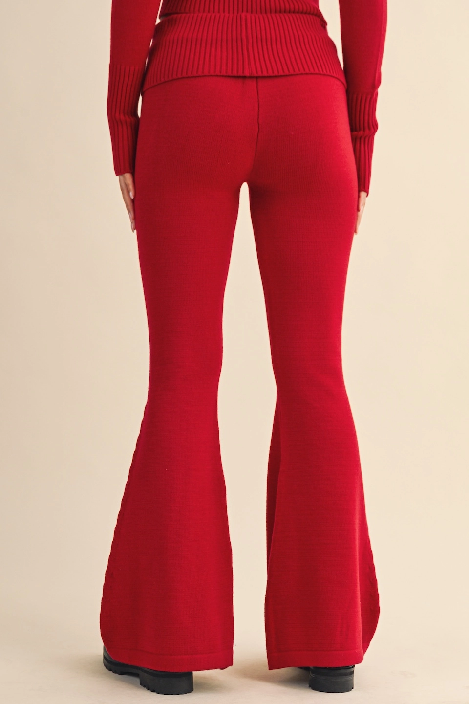 Foldover Flare Knit Sweater Pants