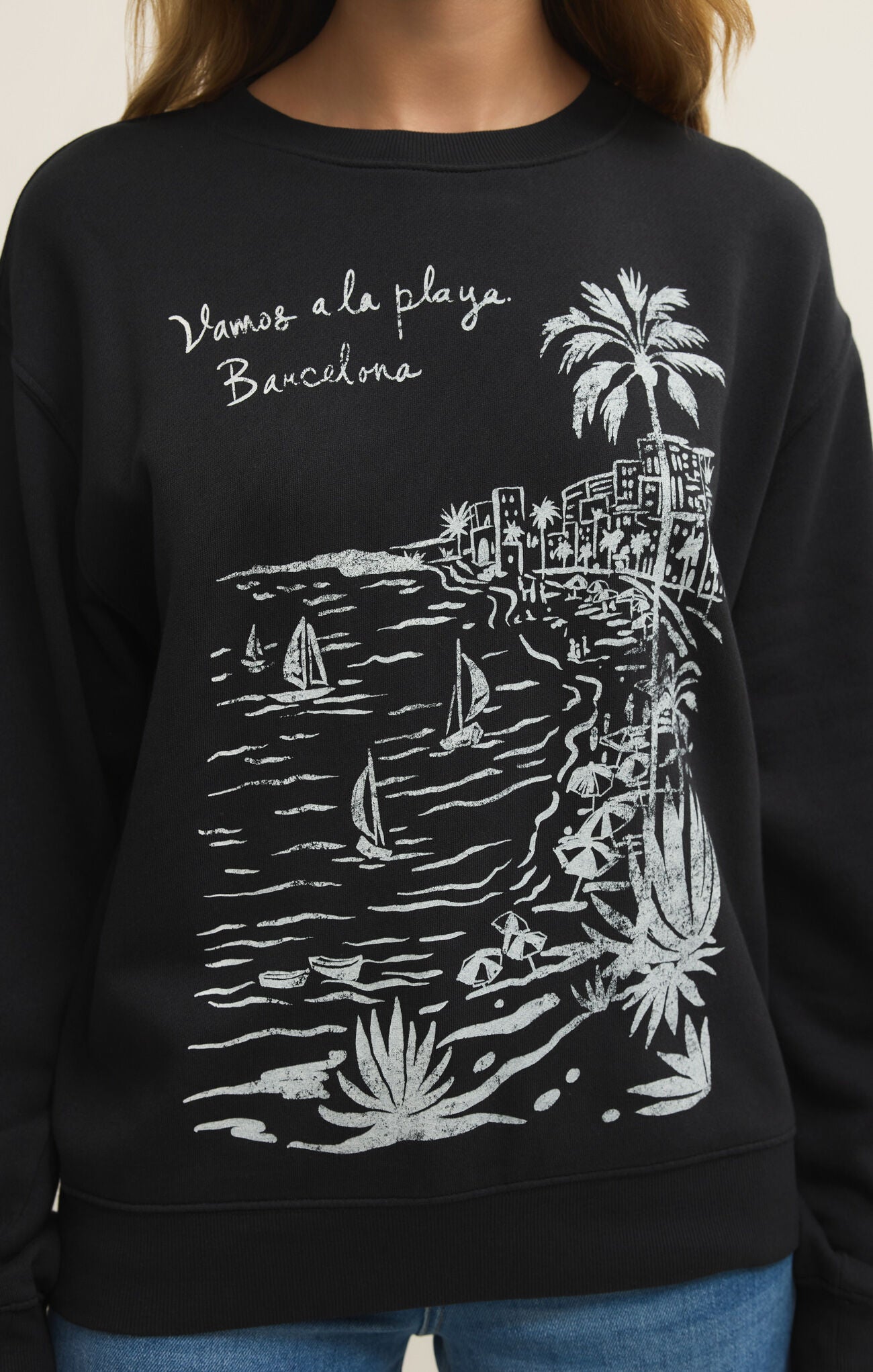 La Playa Boyfriend Sweatshirt - Black Sand