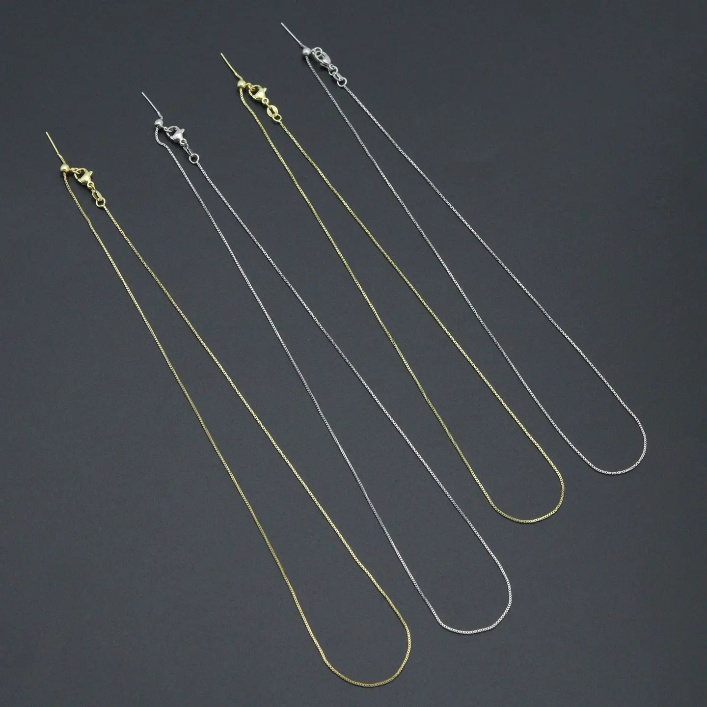 Thin Box Chain Necklace with Adjustable Thread End