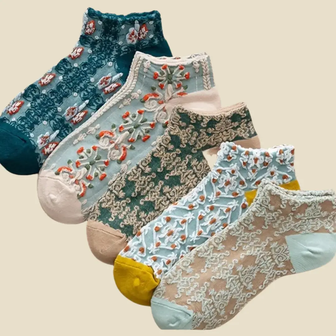 Vintage 3D Floral Socks