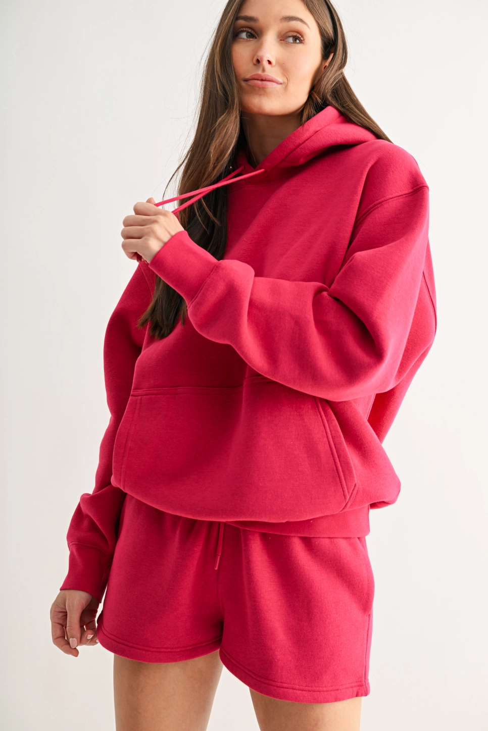 Cotton Blend Drop Shoulder Hoodie