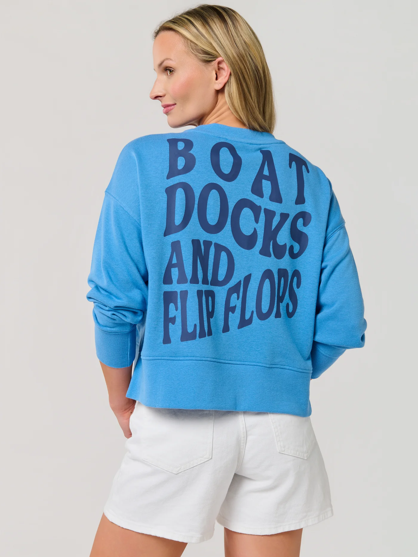 Shiraleah "Boat Docks And Flip Flops" Relaxed Sweatshirt - Blue