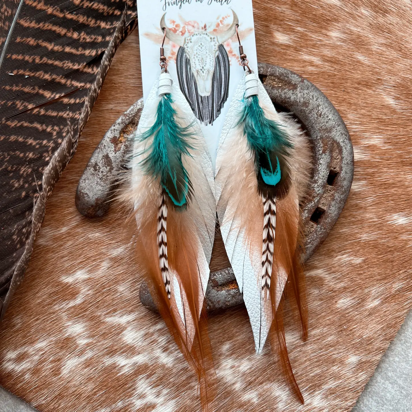 Kalispell Feather Earrings - White