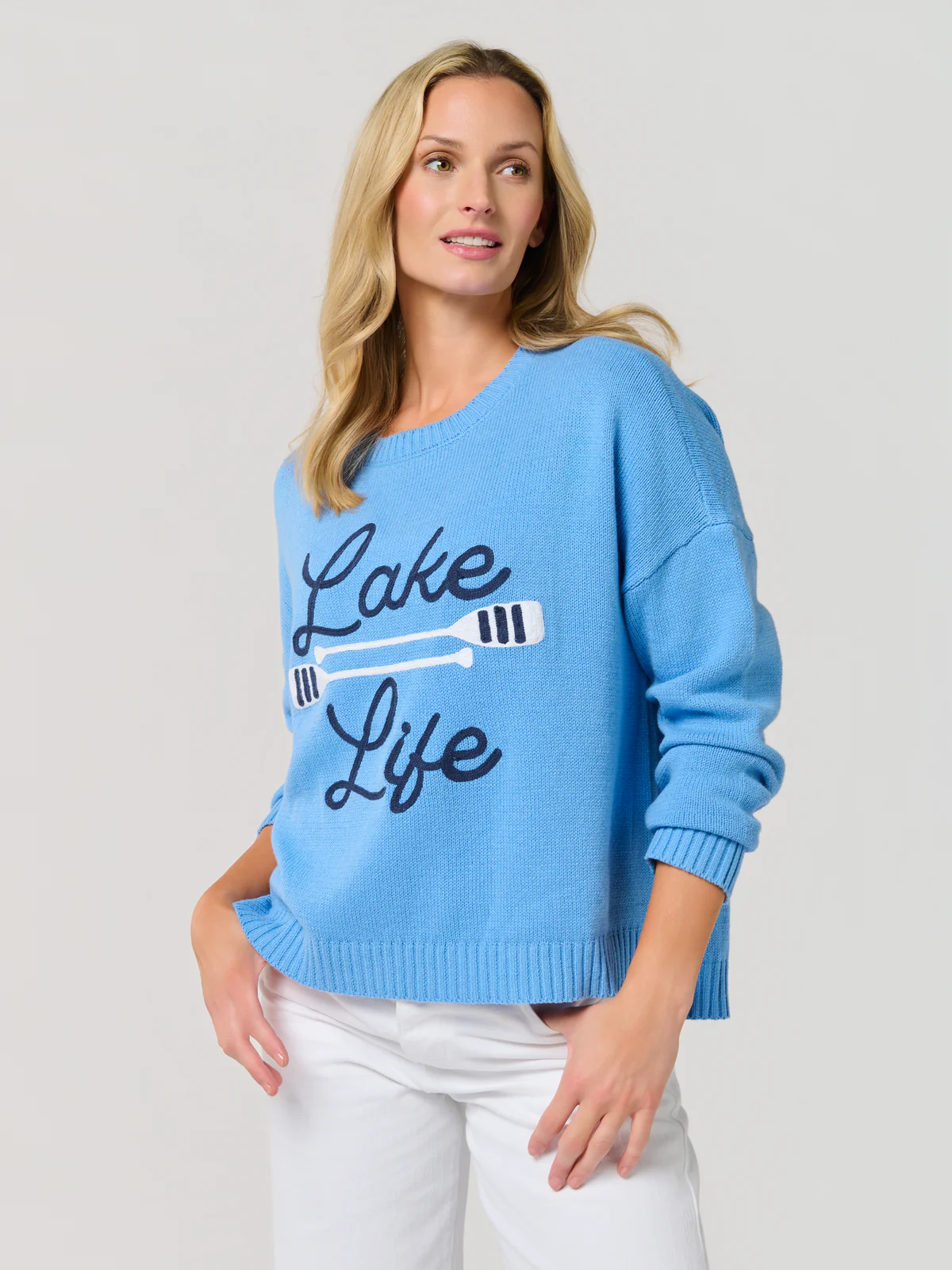 "Lake Life" Relaxed Fit Sweater - Blue