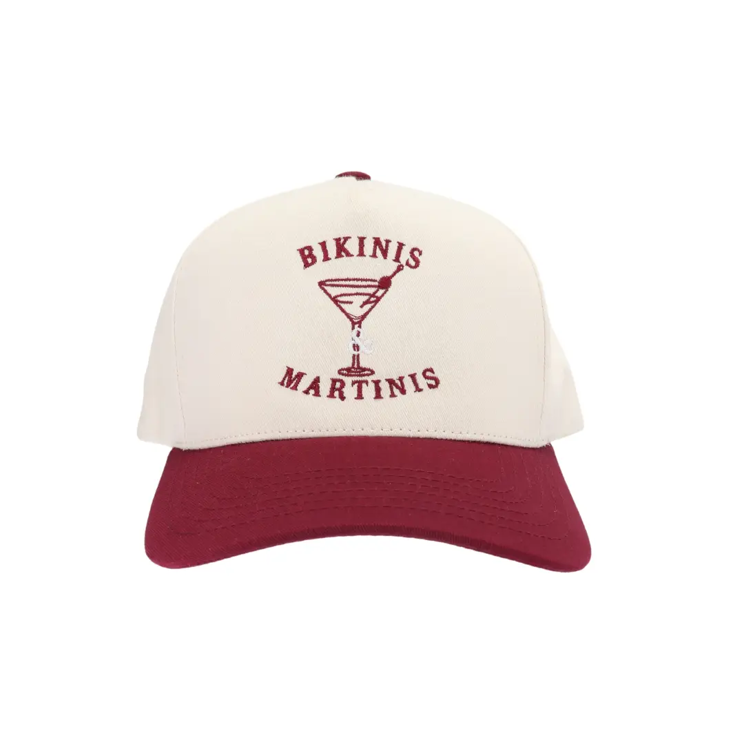 Bikinis and Martinis C.C Embroidered Trucker Hat - Maroon