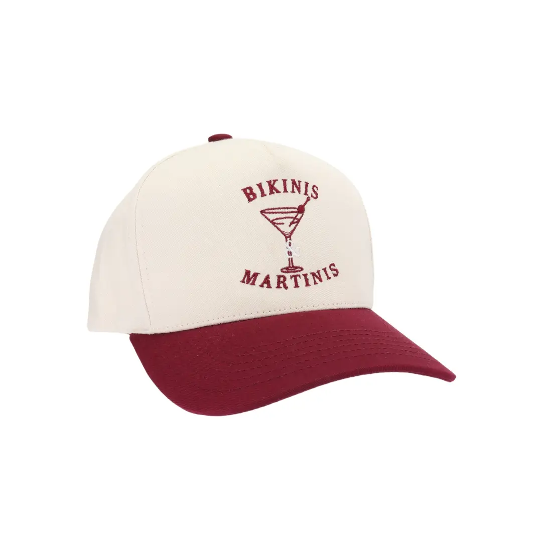 Bikinis and Martinis C.C Embroidered Trucker Hat - Maroon
