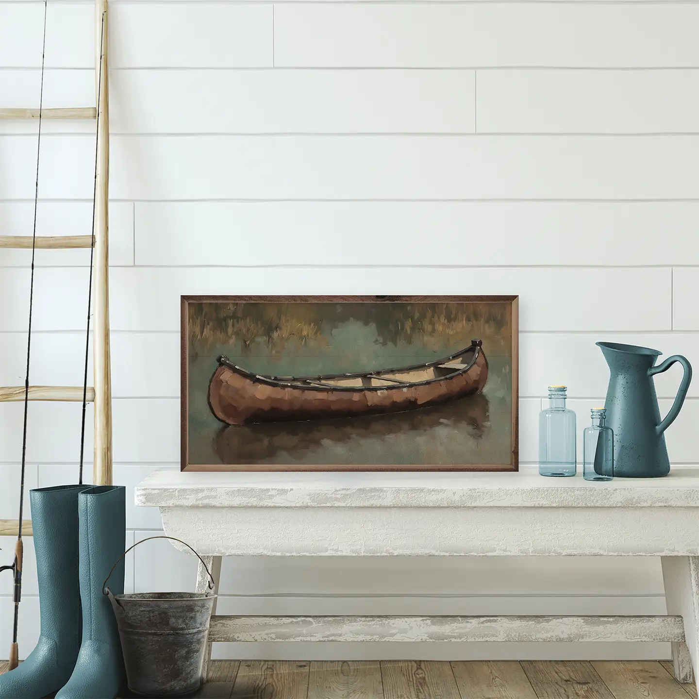 Old Canoe On the Water Sign 24x12