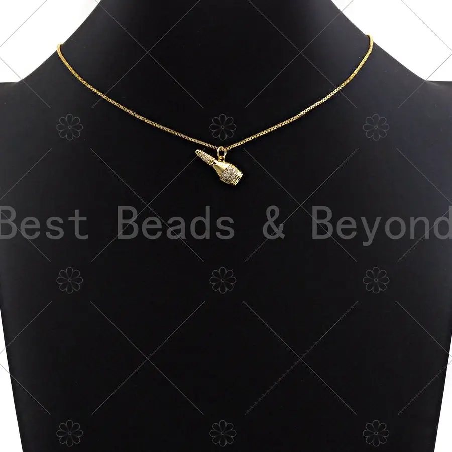Clear Cz Micro Pave Bottle Shape Pendant - Rose Gold