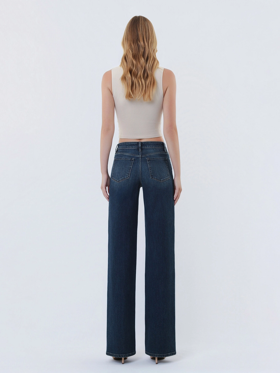Mid Rise Full Length Dark Wash Wide Leg Jeans  - Spellbound