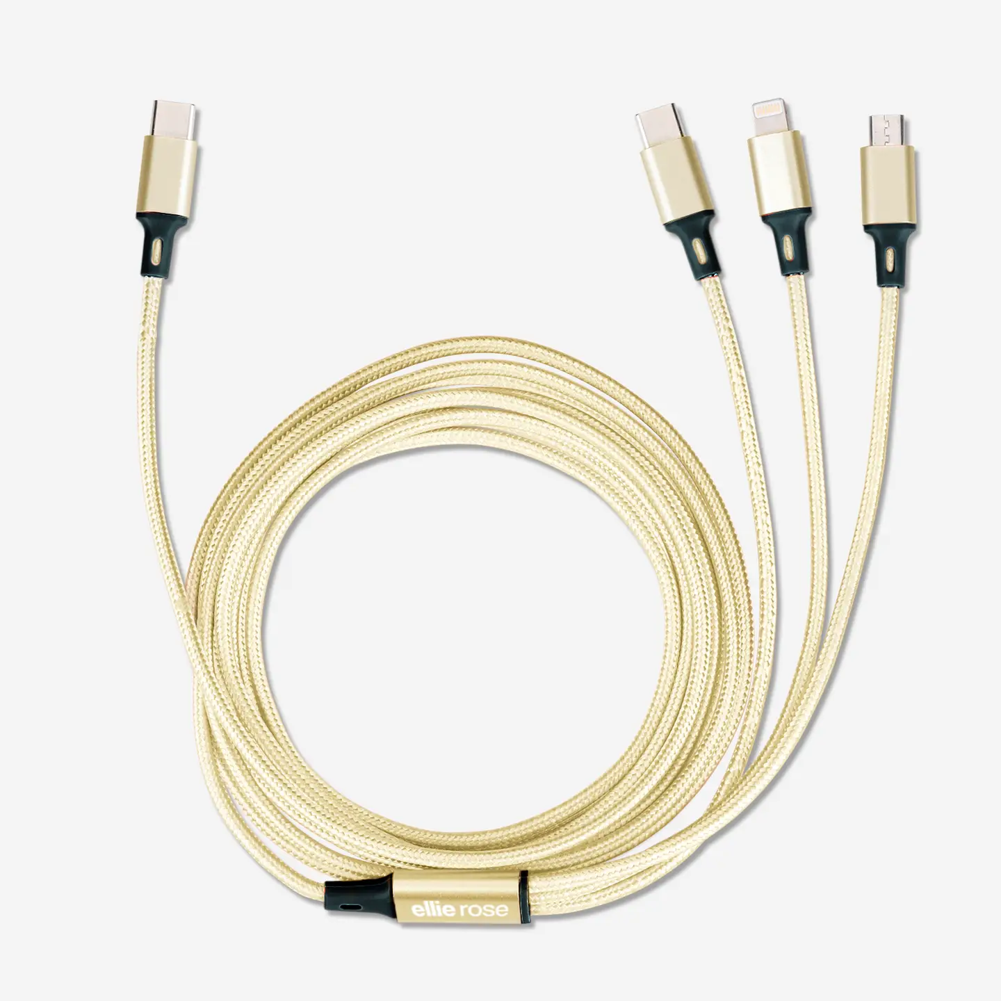 3-in-1 Charging Cable 10 ft Nylon - USB A