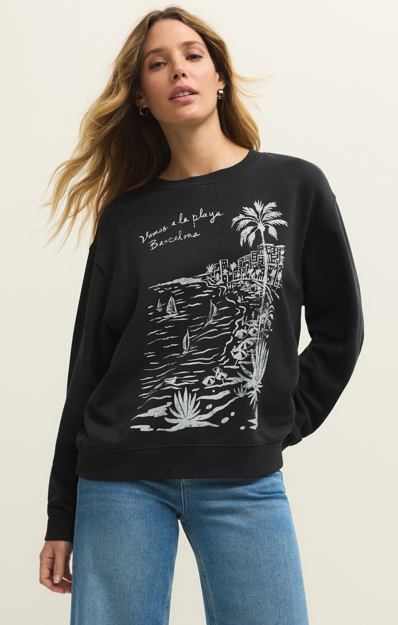 La Playa Boyfriend Sweatshirt - Black Sand