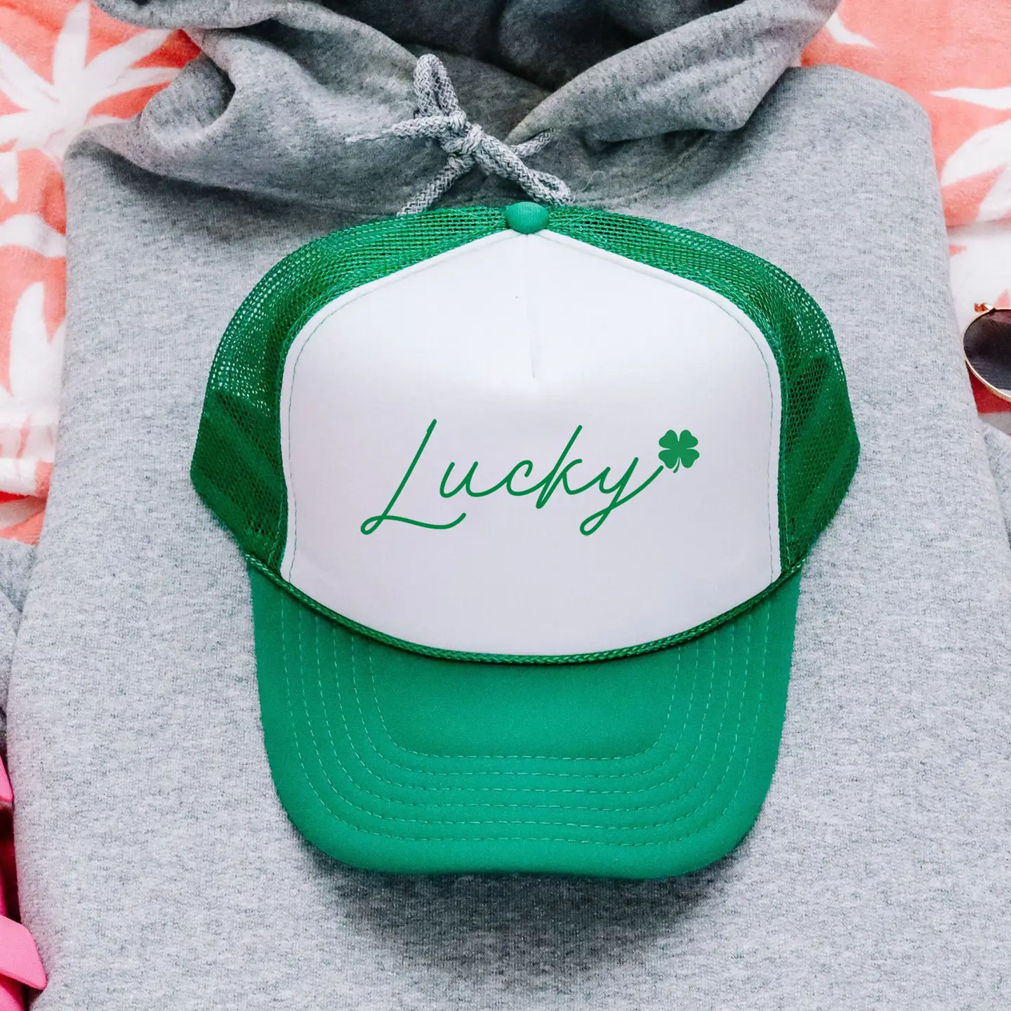 St. Patricks Day Trucker Hat - White/Green