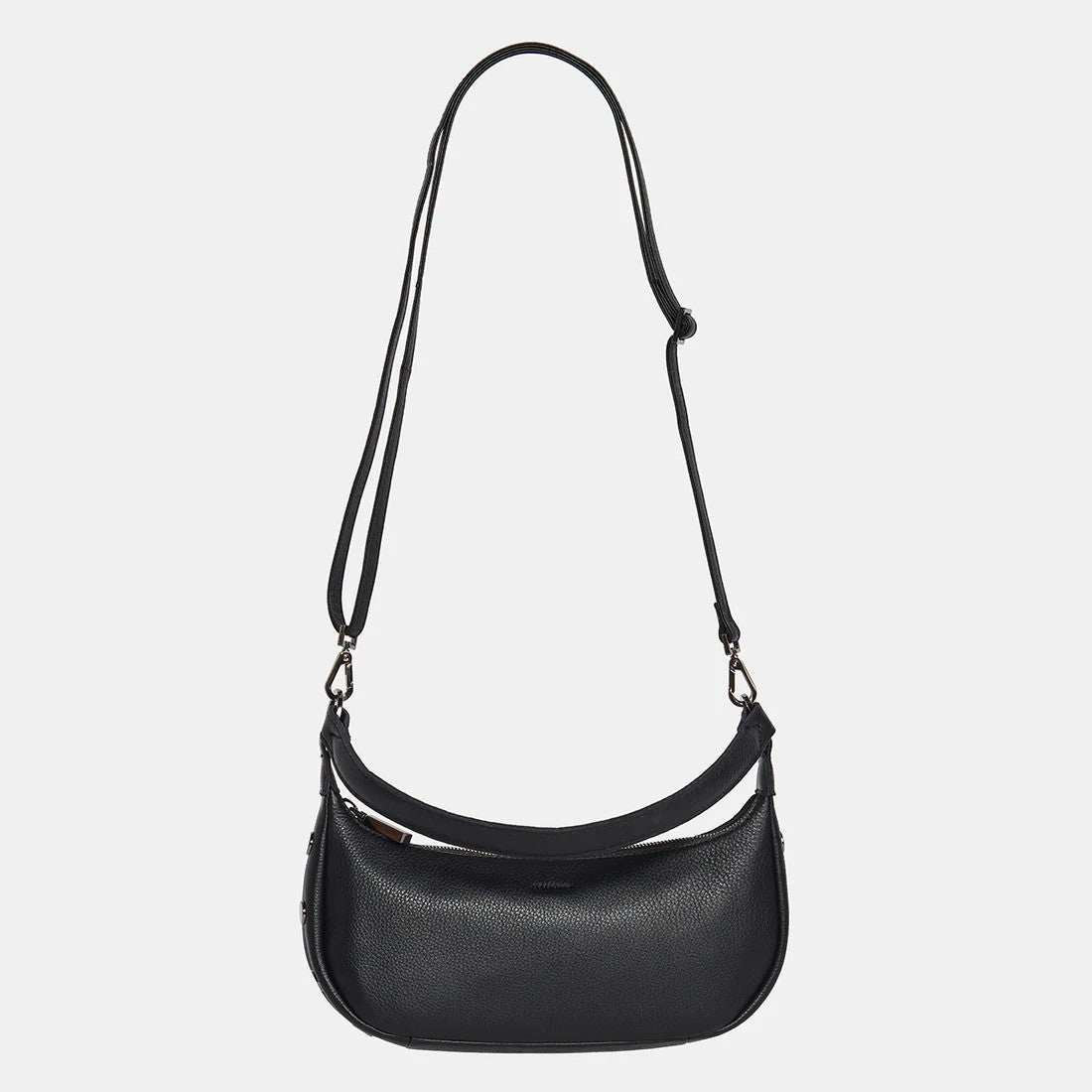 Hammitt Small Leather Shoulder Bag Becker - Black/Gunmetal