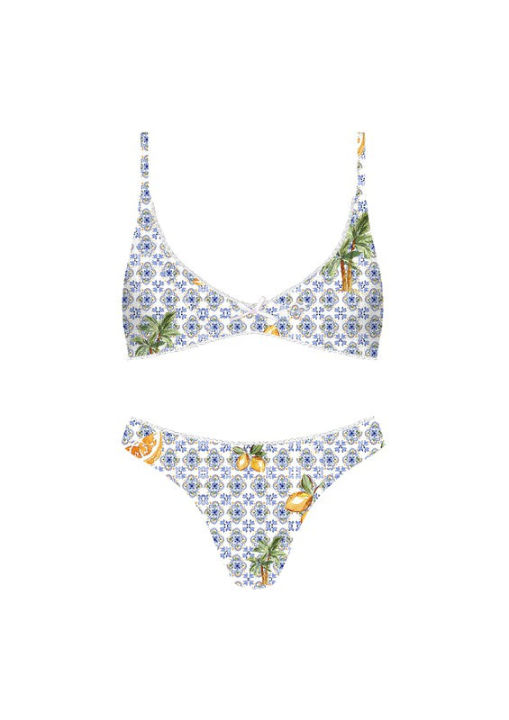 Capri Bikini Top w/ Adjustable Straps - Blue Lemon