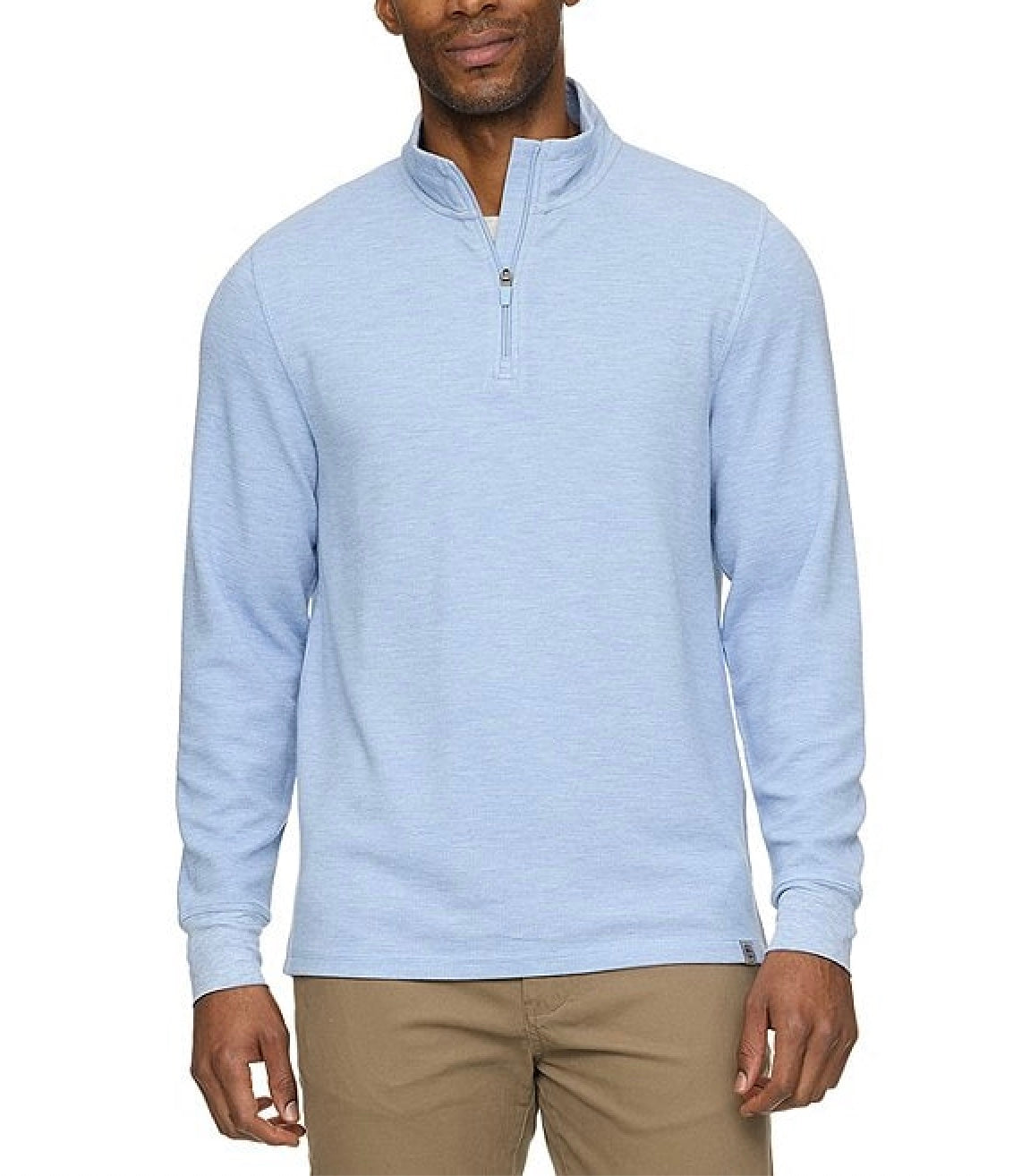 Summit Super Soft Waffle 1/4 Mock Neck - Light Blue Heather