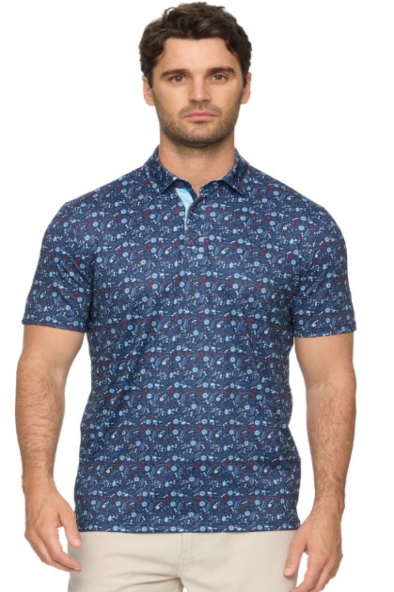 Flag & Anthem Chester Americana Summer BBQ Print Performance Polo Navy Combo