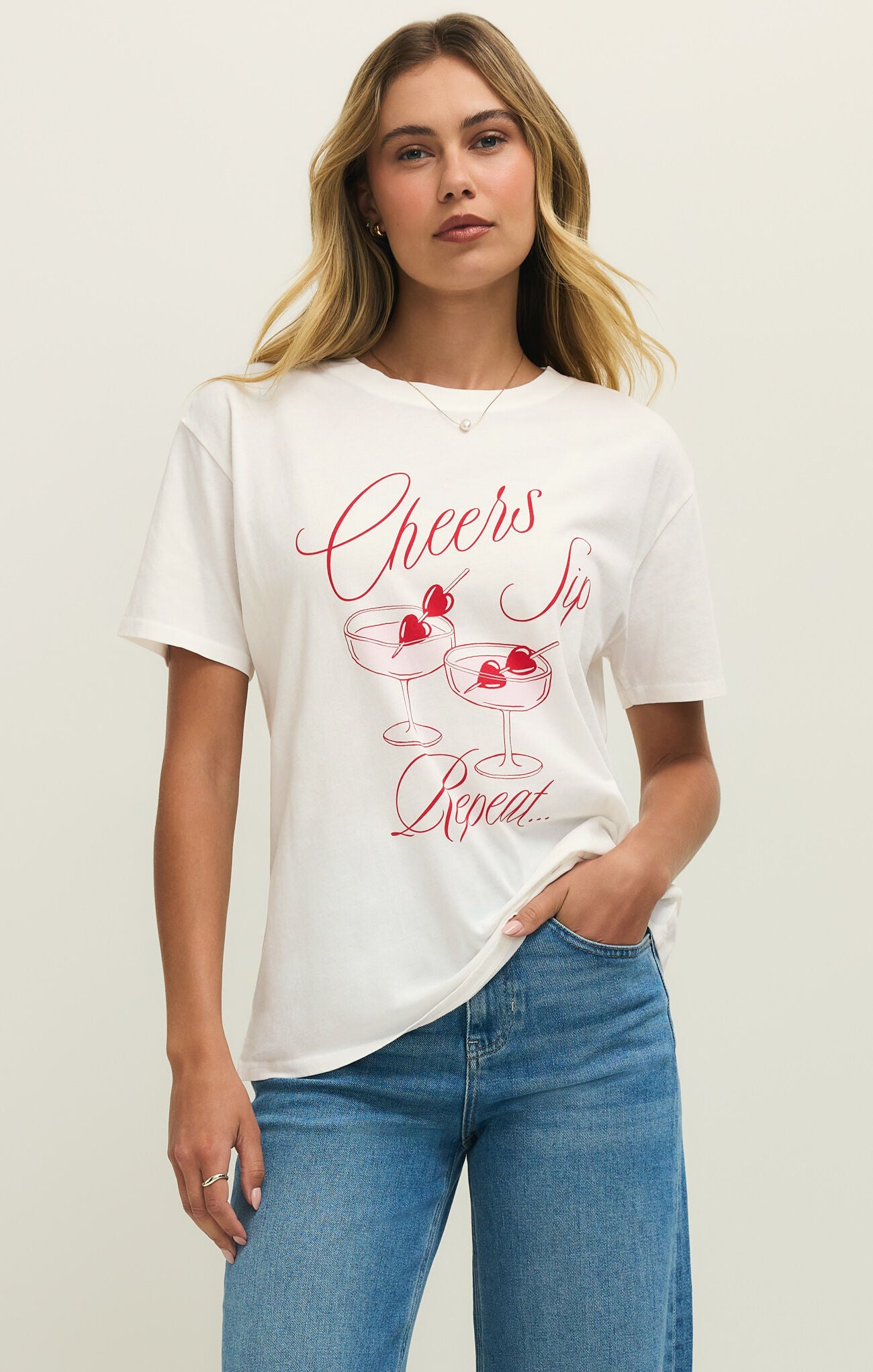 Cheers Boyfriend Tee - Sea Salt