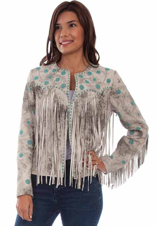 Scully Lamb Suede Fringe and Beaded Jacket