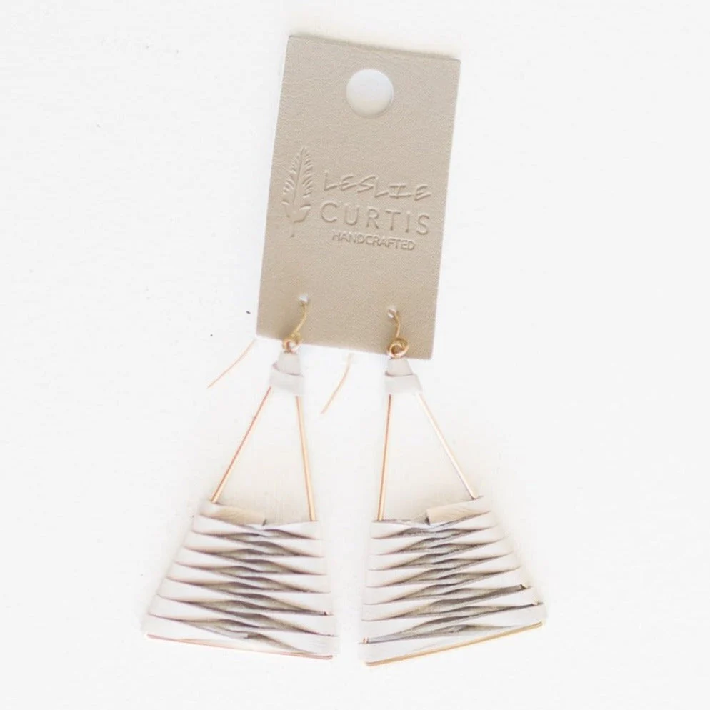 Dallas- Gold Triangle With Cream Leather Wrap Deta
