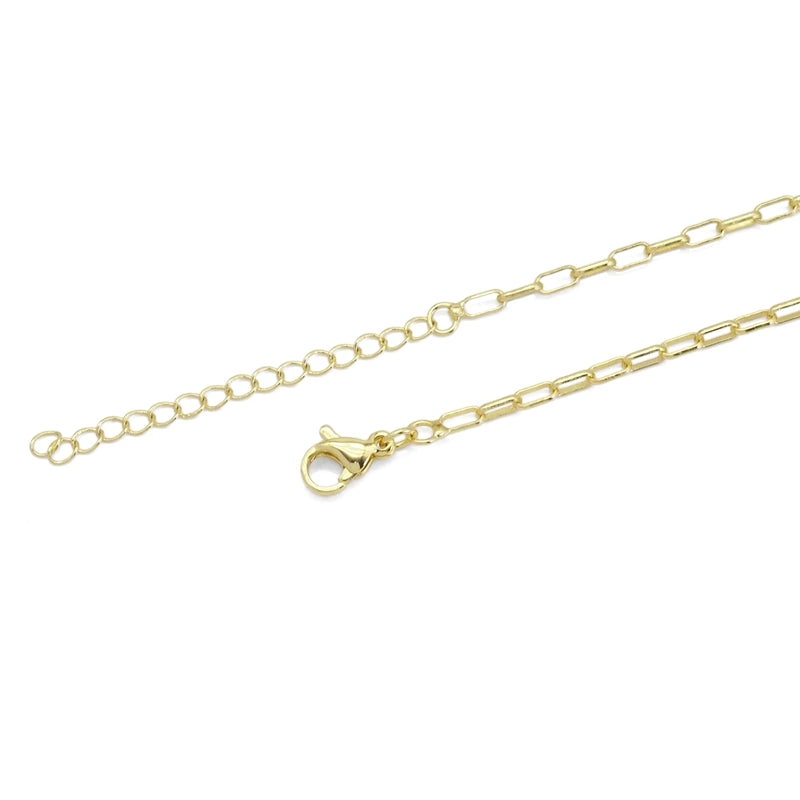 Thin Paperclip Link Chain Adjustable Necklace - Gold