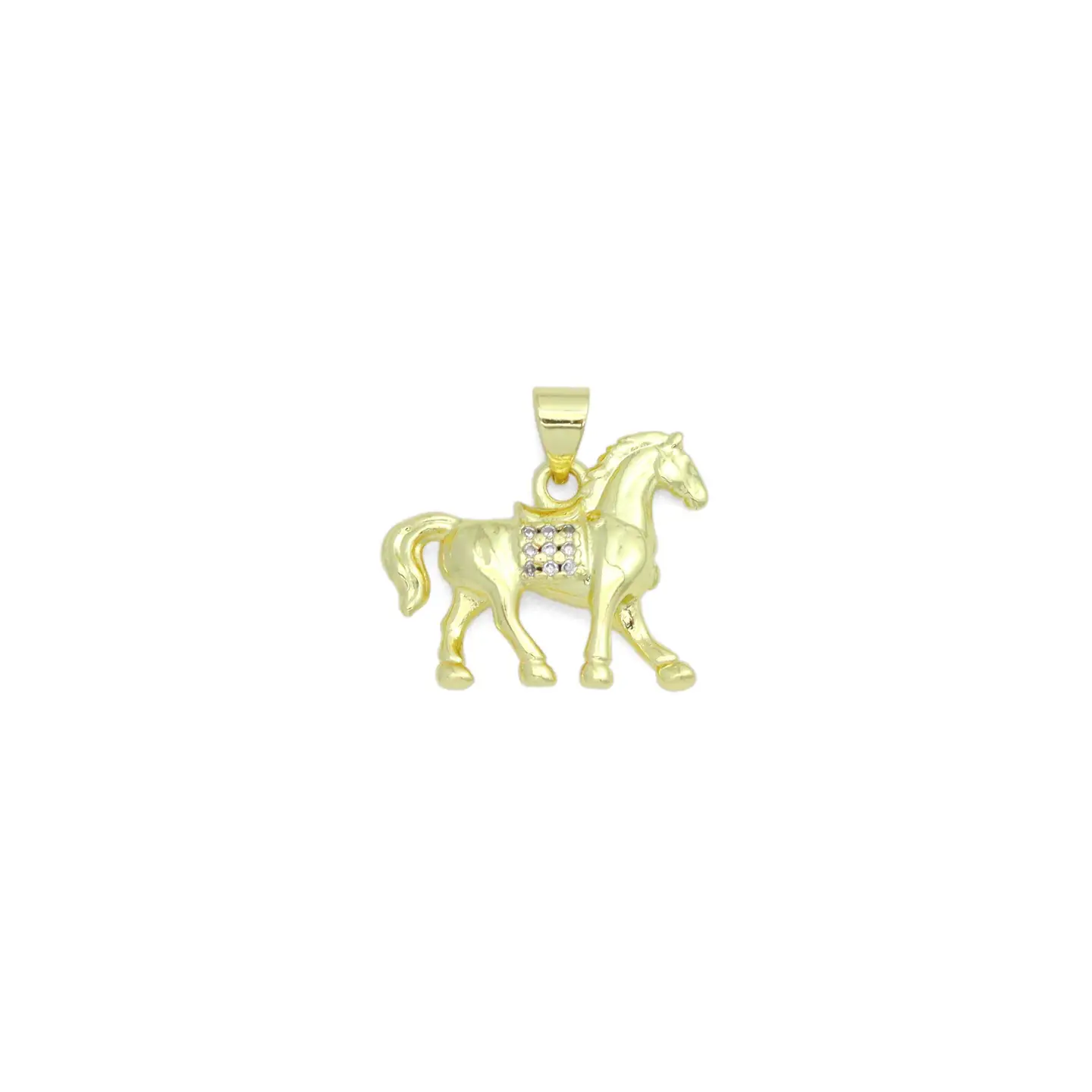 Cz Gold Horse Charm Pendant