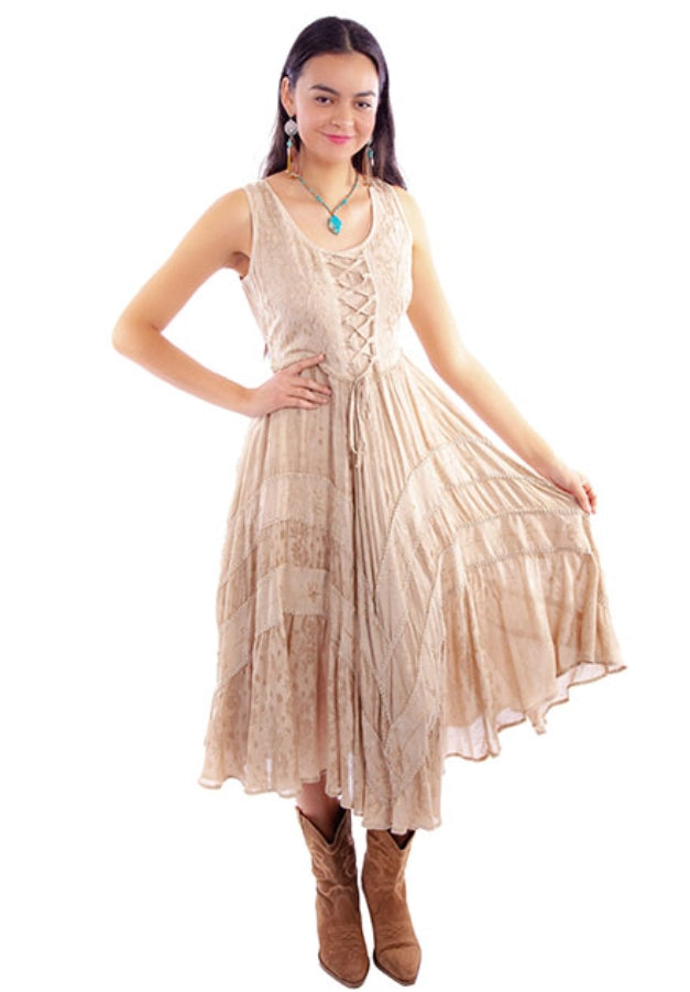 Scully Lace-Up Front Sleeveless Dress