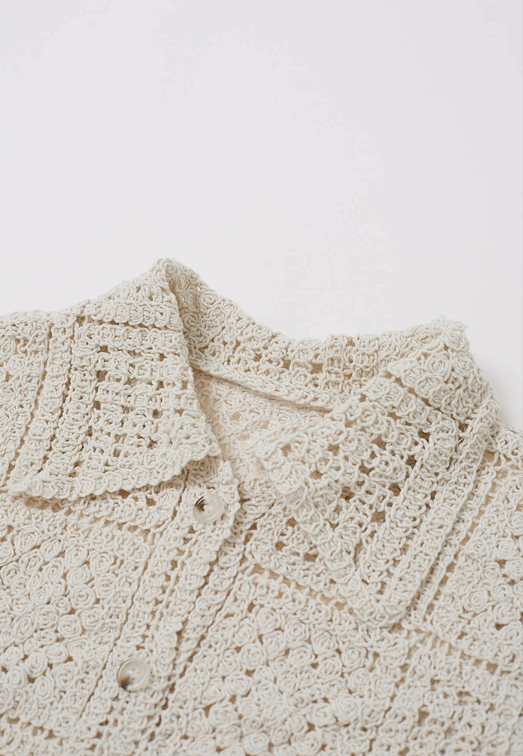 Crotchet Button Down Top - Ivory