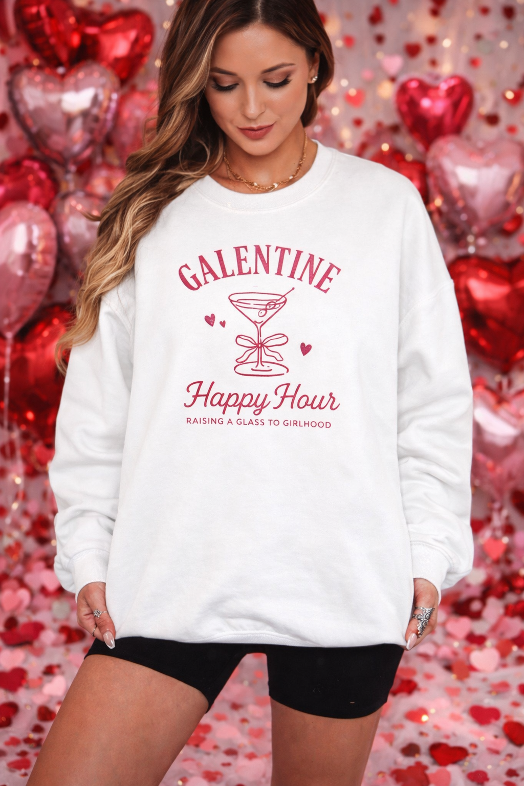 Galentine Happy Hour Sweatshirt - White