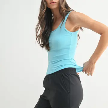 Square Neck Ribbed Tank Top