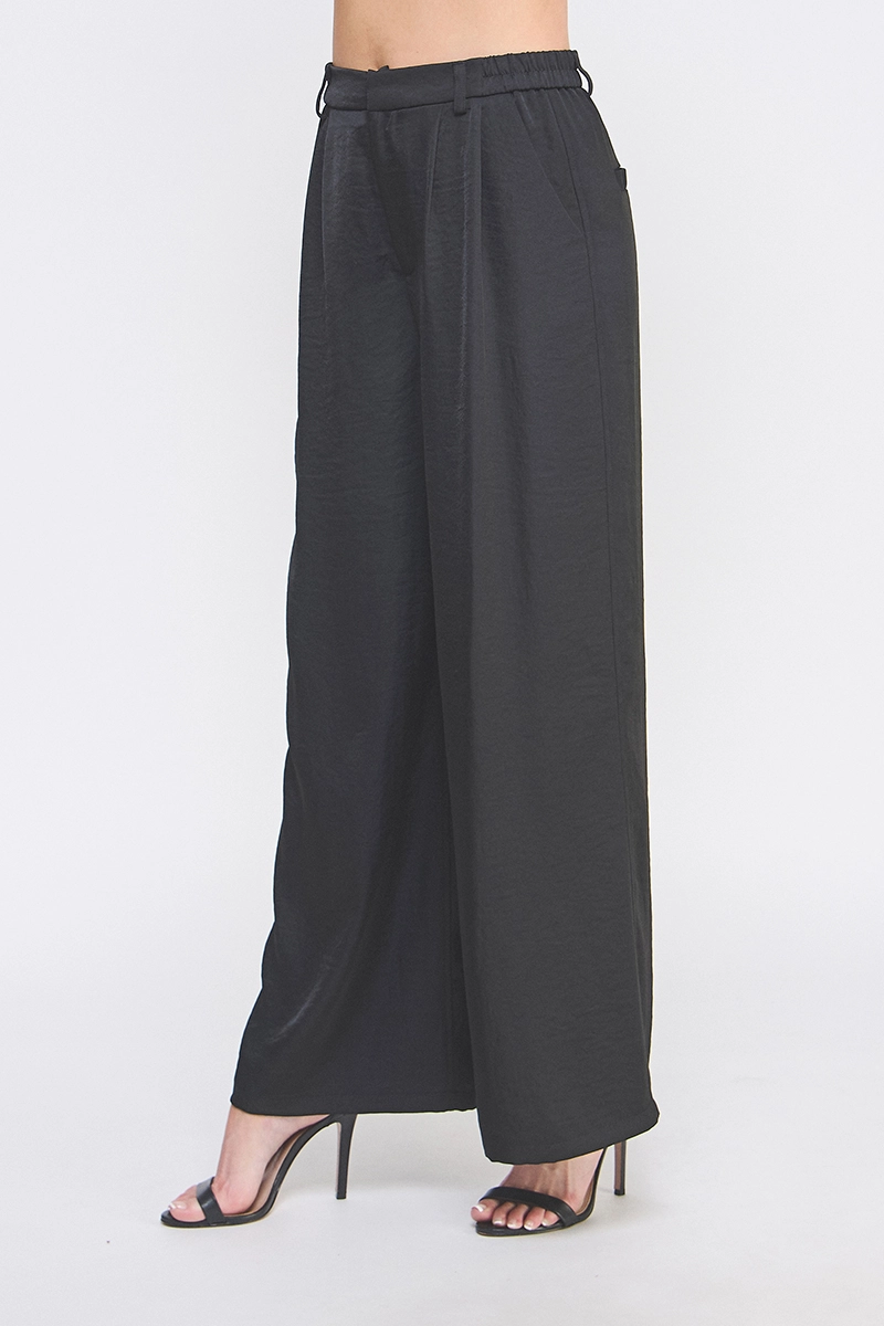 Soft Crinkle Satin Wide Leg Pants