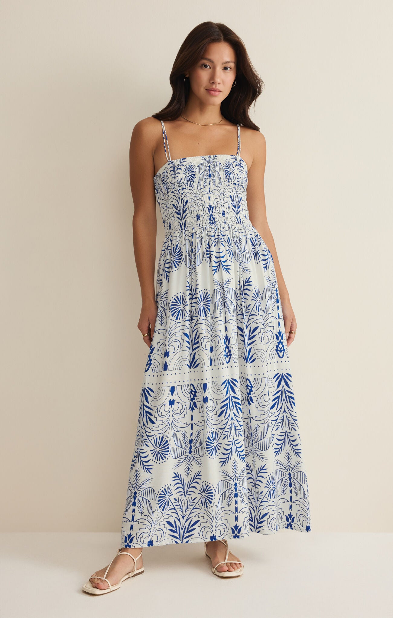 Nadine Palm Maxi Dress - Nautical