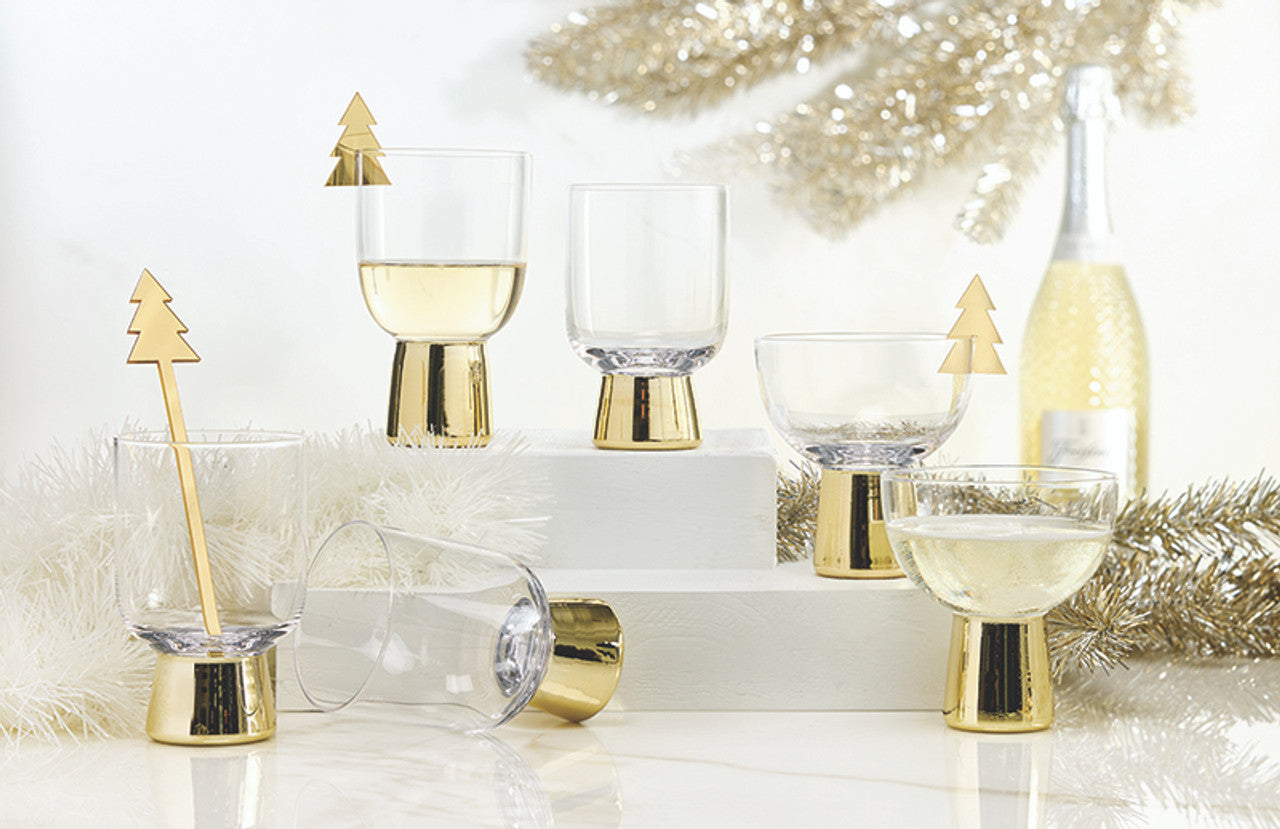 Mirrored Gold Tree Drink Markers - Set of 4